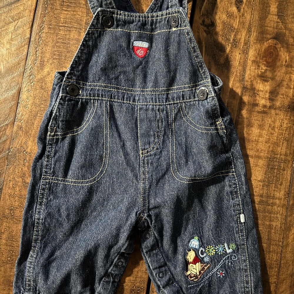 Disney Baby Winnie the Pooh Dark Blue Denim Overalls, 6-9 months